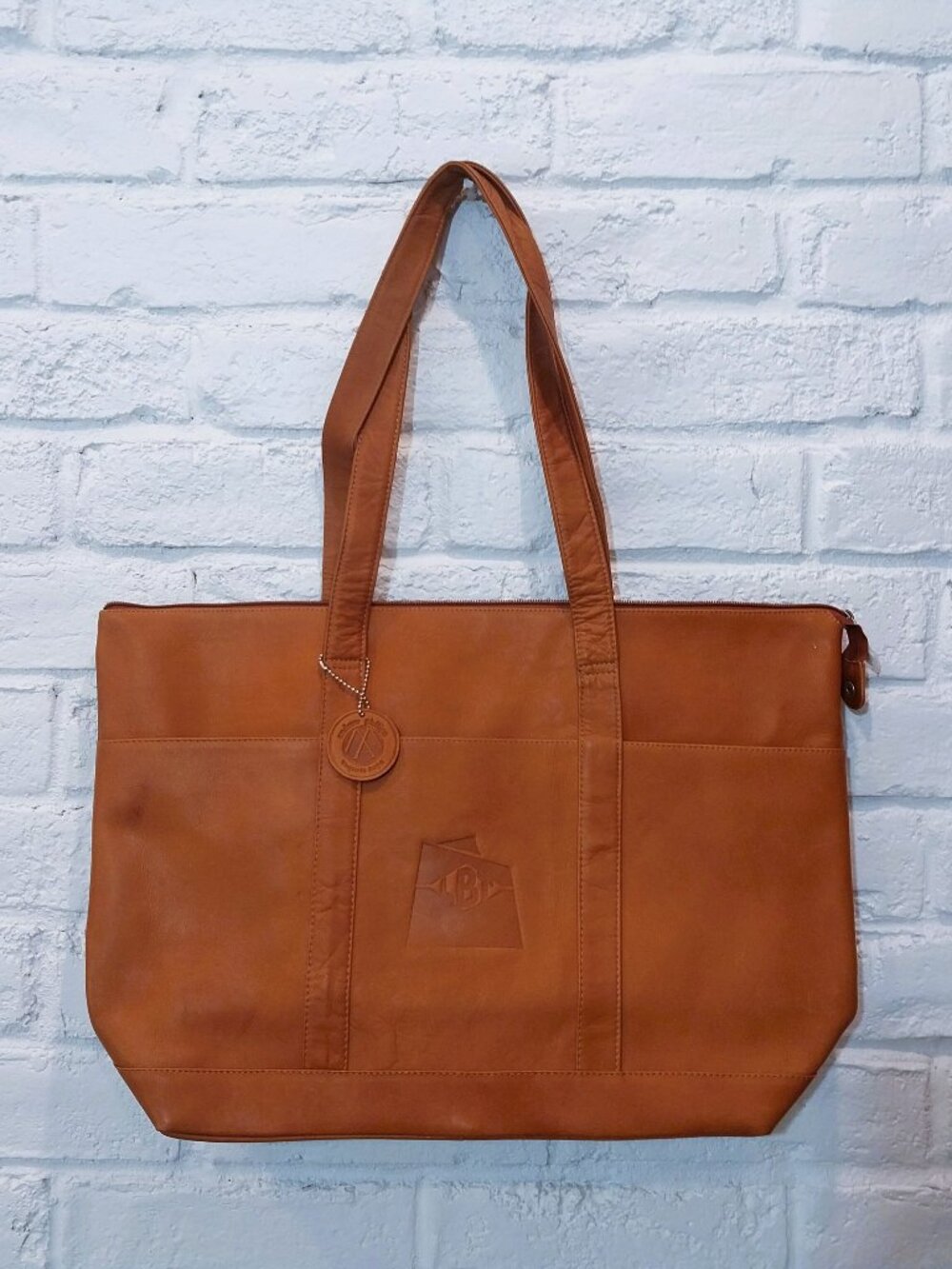 Genuine Leather Tote Bag Large Tan Shoulder Shopper Work Travel Purse Pockets